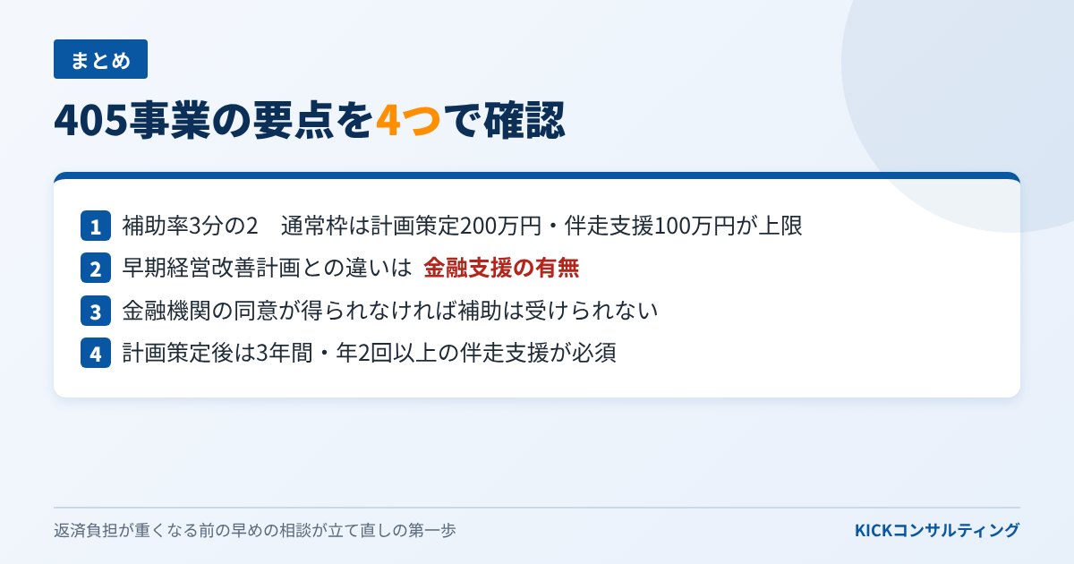 405事業のまとめ 4つの要点