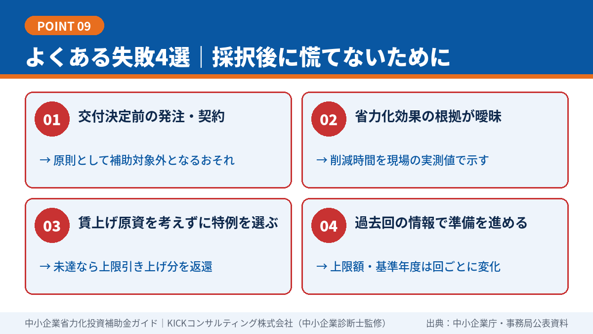 省力化投資補助金のよくある失敗4選