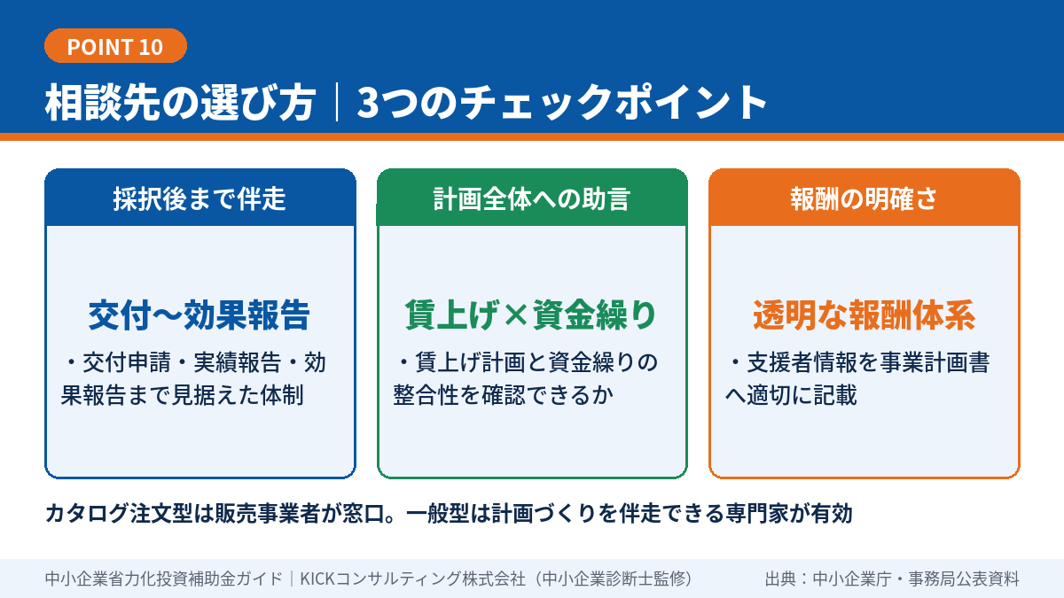 省力化投資補助金の相談先を選ぶ3つのチェックポイント